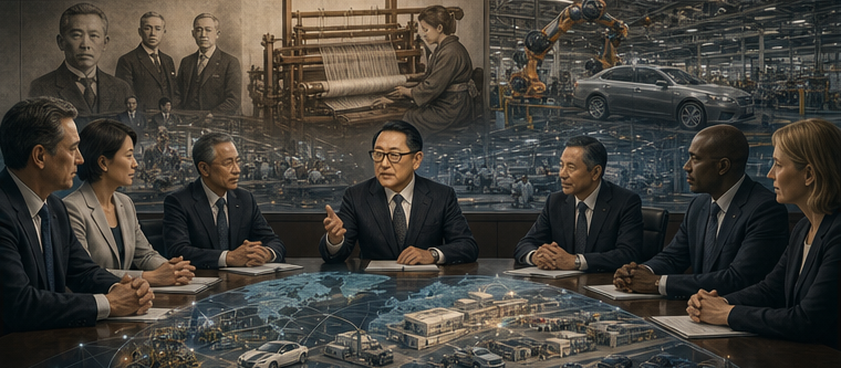 Akio Toyoda leading Toyota's global factories vehicles and family-linked institution