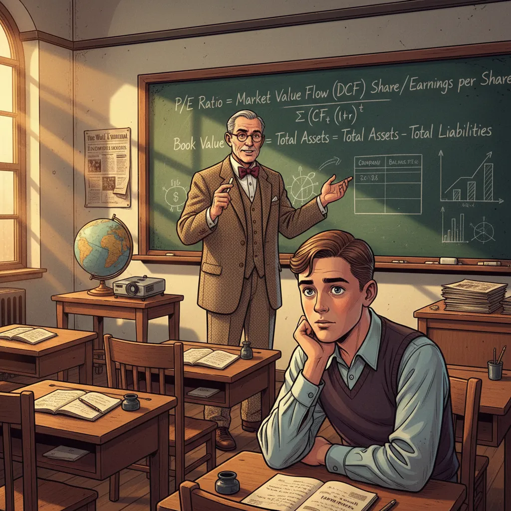 A classroom at Columbia with Benjamin Graham lecturing to students about value investing