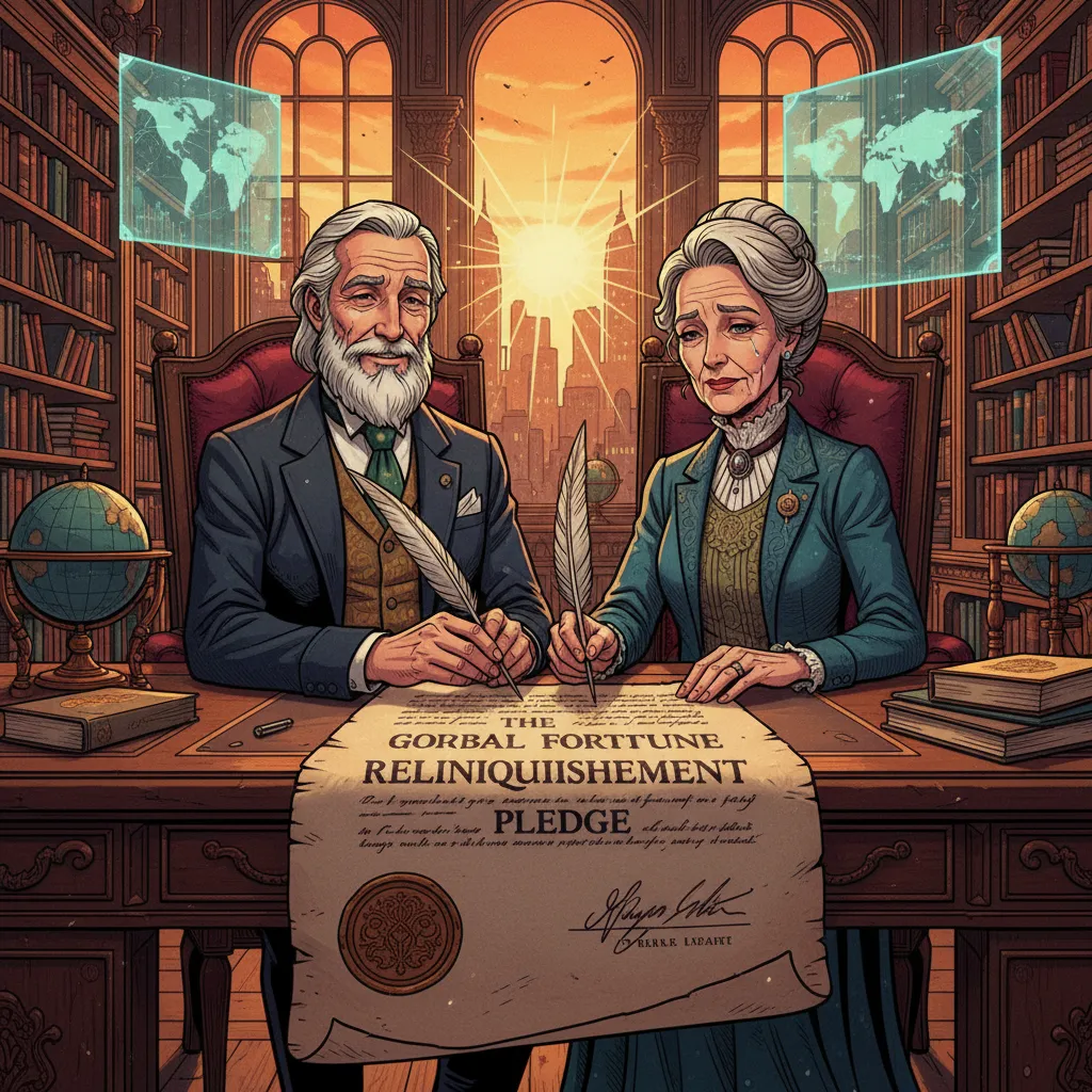 Warren Buffett and Bill Gates at a press conference announcing the Giving Pledge