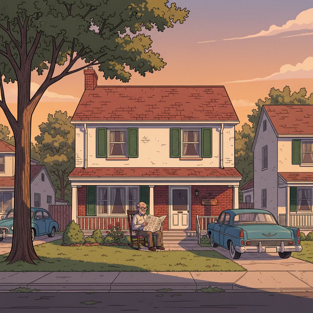 A modest gray stucco house on a quiet Omaha street — Buffett's home since 1958