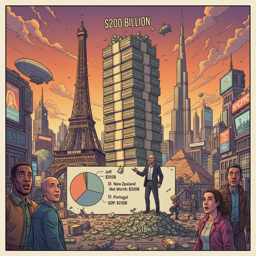 An infographic showing the scale of Bezos's wealth compared to everyday numbers