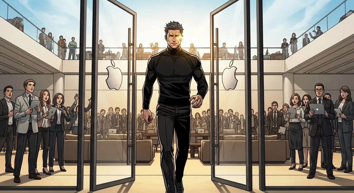 A determined CEO walking into Apple headquarters with a plan to rescue a dying company