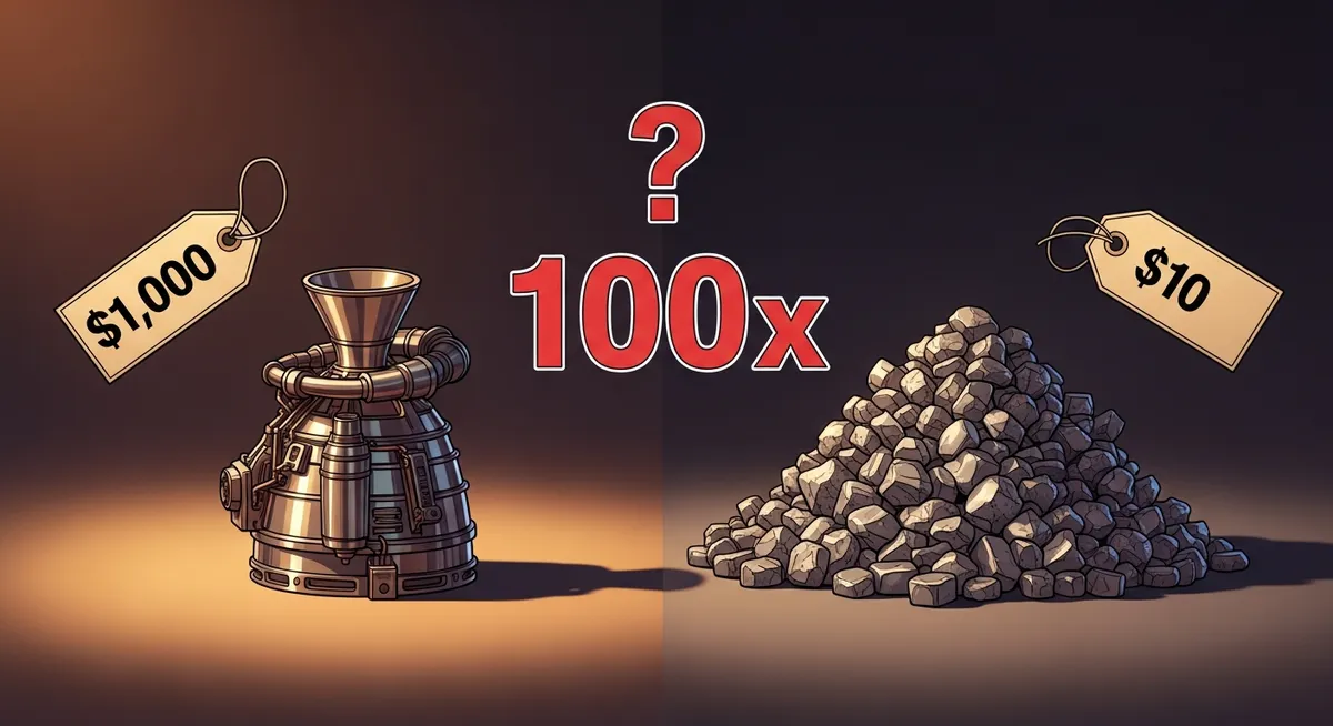 The Idiot Index — why does a finished part cost 100x its raw materials?