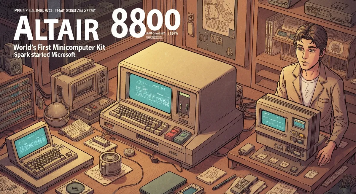 A magazine cover showing the Altair 8800 computer — the spark that launched Microsoft