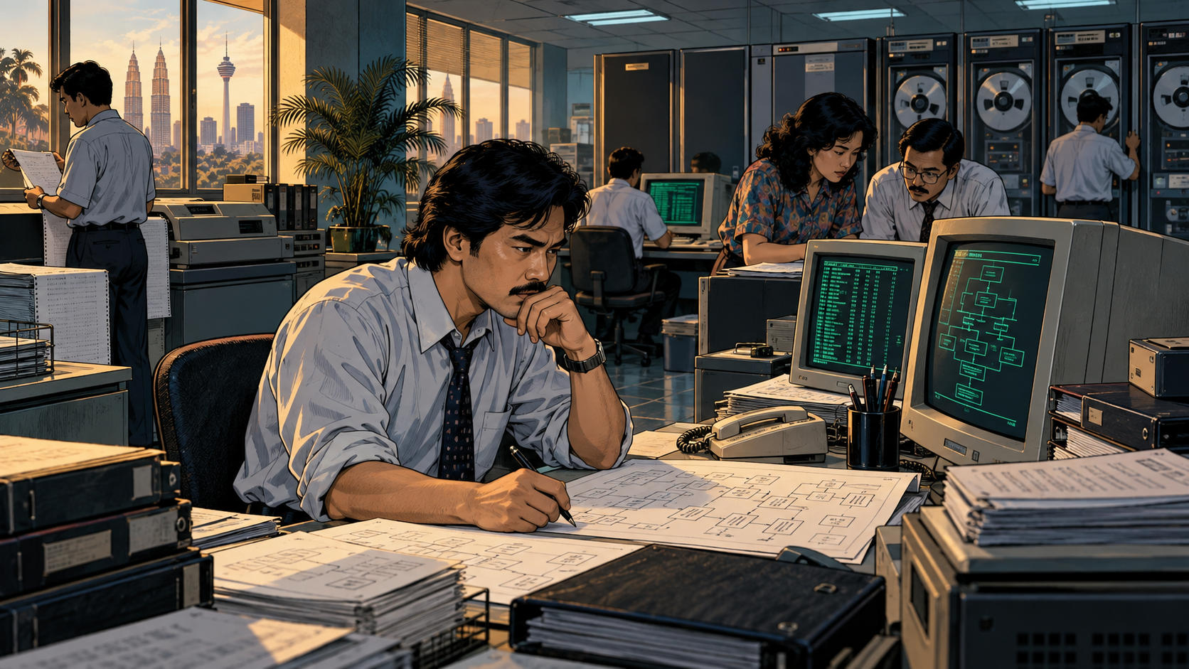 A Malaysian software engineer designing a reliable core banking system on late-1980s enterprise computers