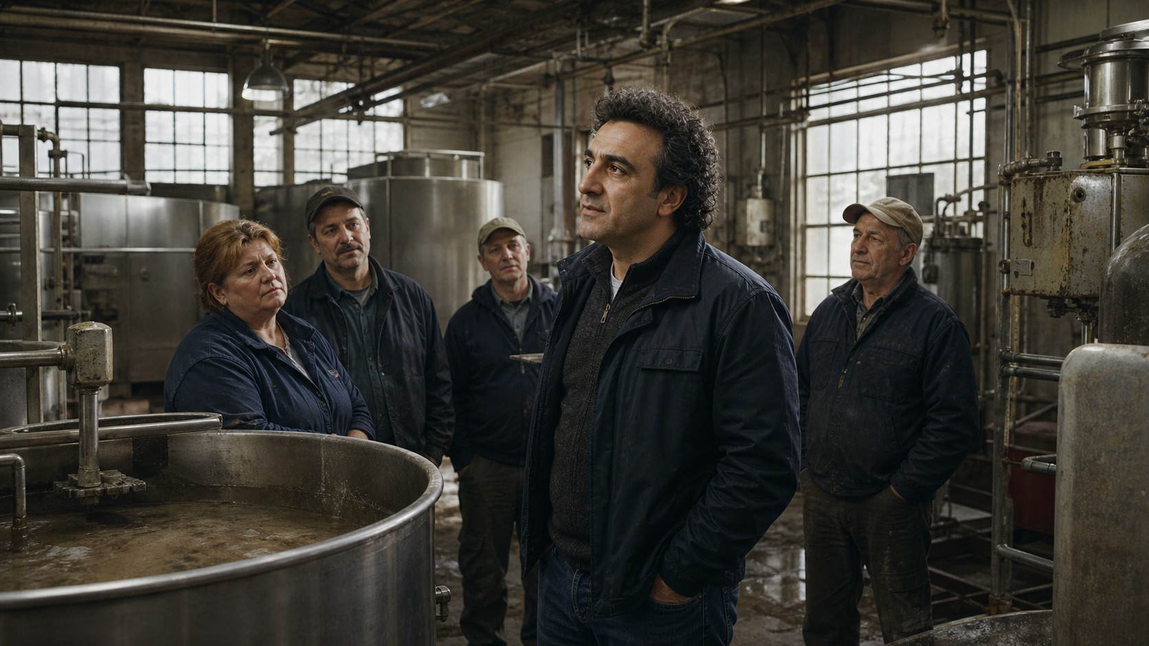 Hamdi Ulukaya walking through the shuttered upstate New York yogurt factory he decided to buy