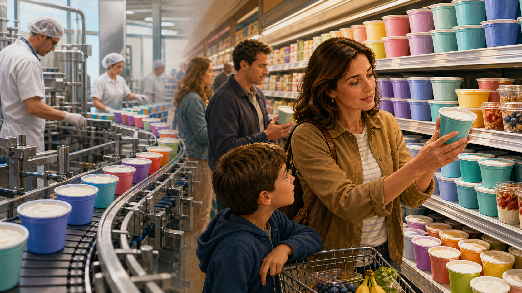 Chobani's thick yogurt, colorful cups, and grocery distribution reshaping the American dairy aisle