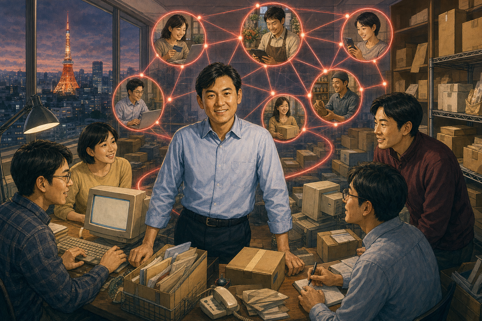 Hiroshi Mikitani launching a Japanese online marketplace built around independent merchants