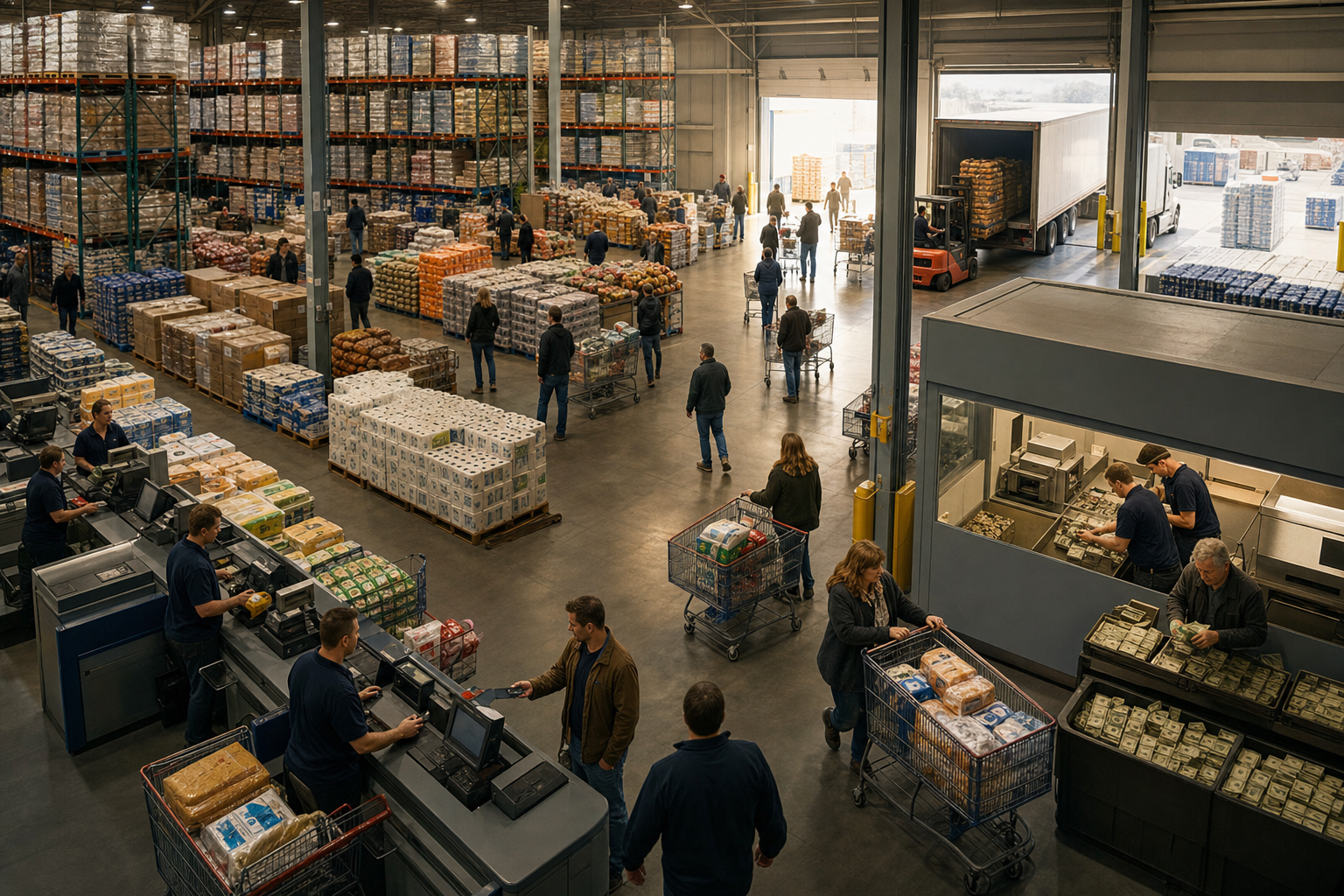 A warehouse club's low-markup membership economics operating at full speed