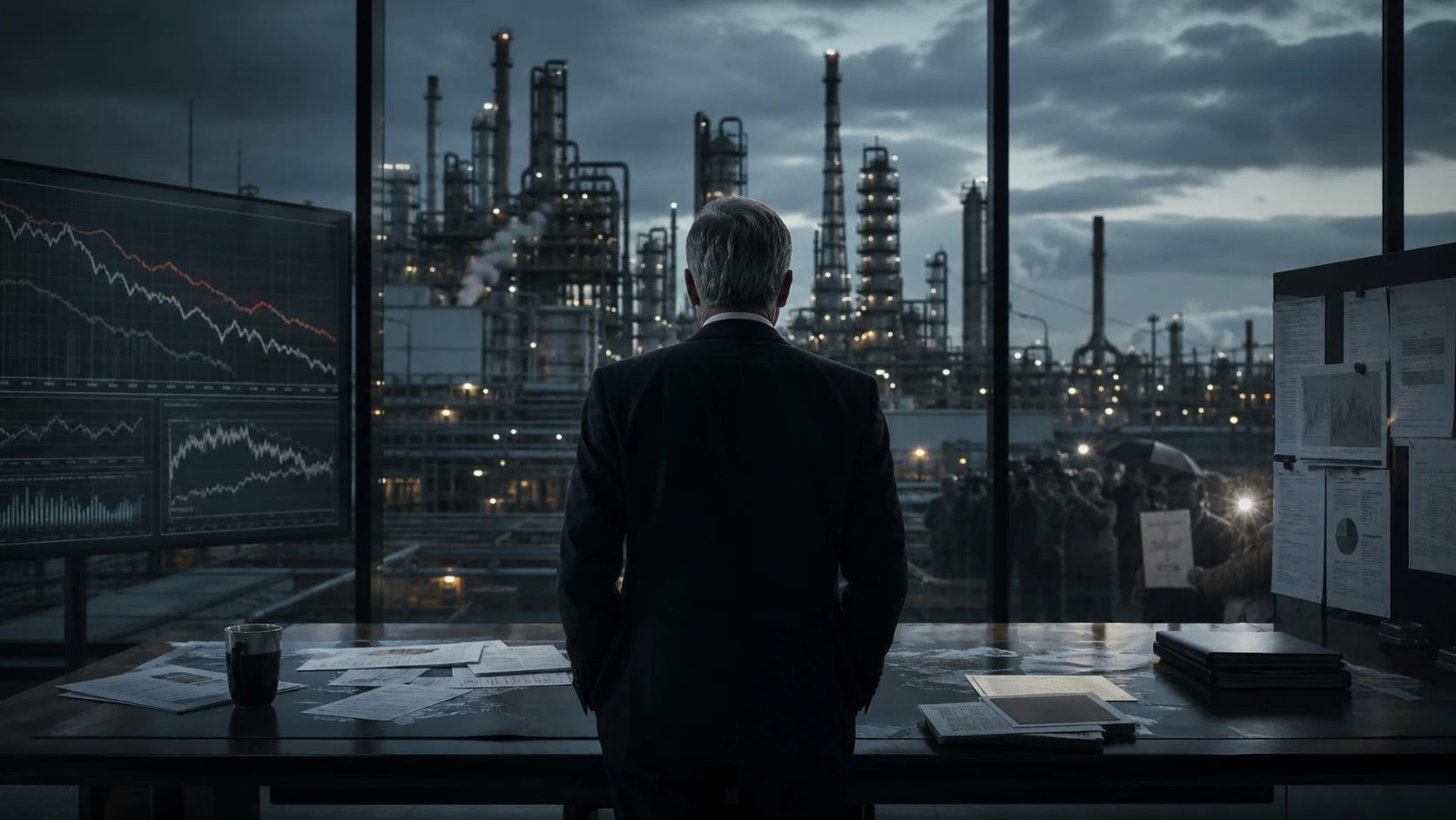 An industrial executive confronts financial, regulatory, and reputational pressure around a petrochemical empire