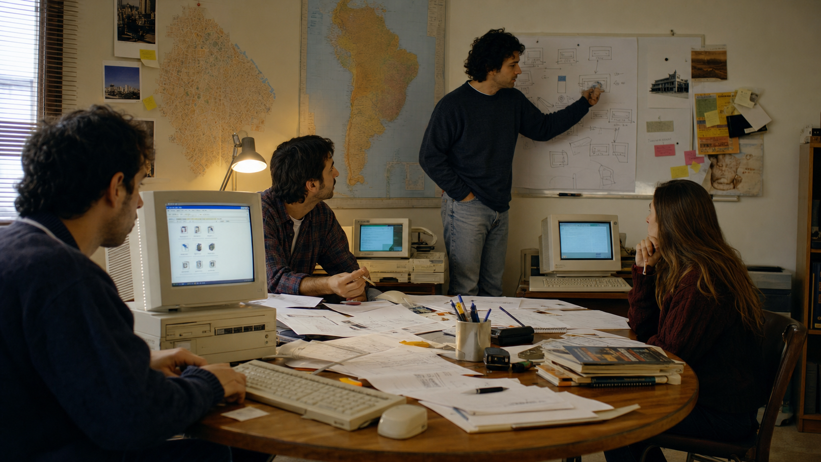 Mercado Libre's founding team testing an early online marketplace in Buenos Aires in 1999