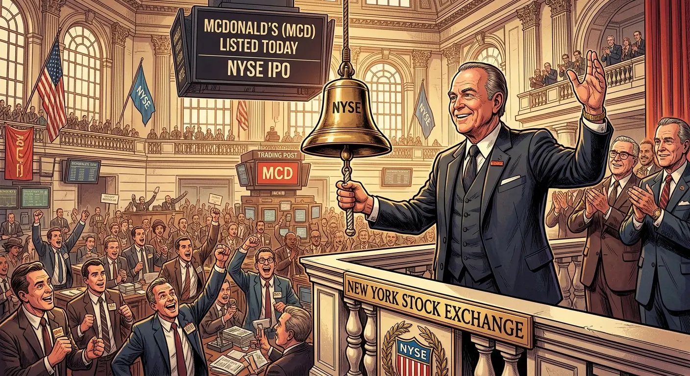 Ray Kroc ringing the bell at the New York Stock Exchange during McDonald's IPO